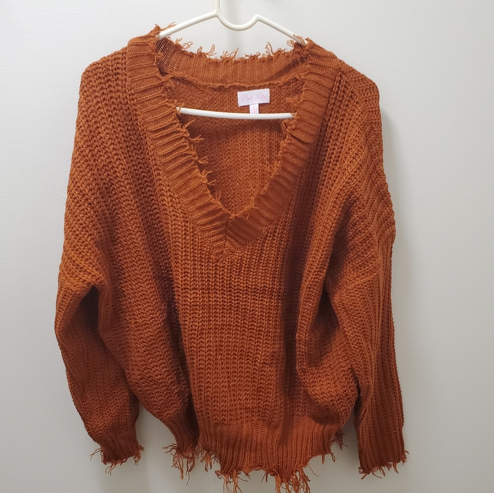 Pink Lily Distressed Sweater